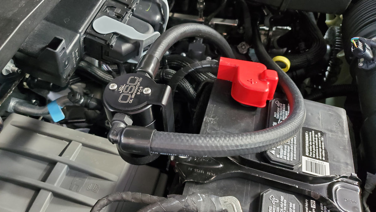 J&L 23-24 Ford F-250/F-350 7.3L Oil Separator 3.0 Passenger Side - Black Anodized - 3094P-B