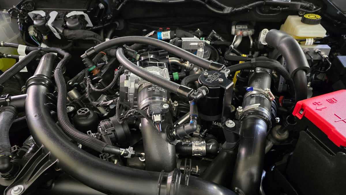 J&L 24-25 Ford Ranger 2.7L EcoBoost PCV Side Black Anodized - 3099P-B