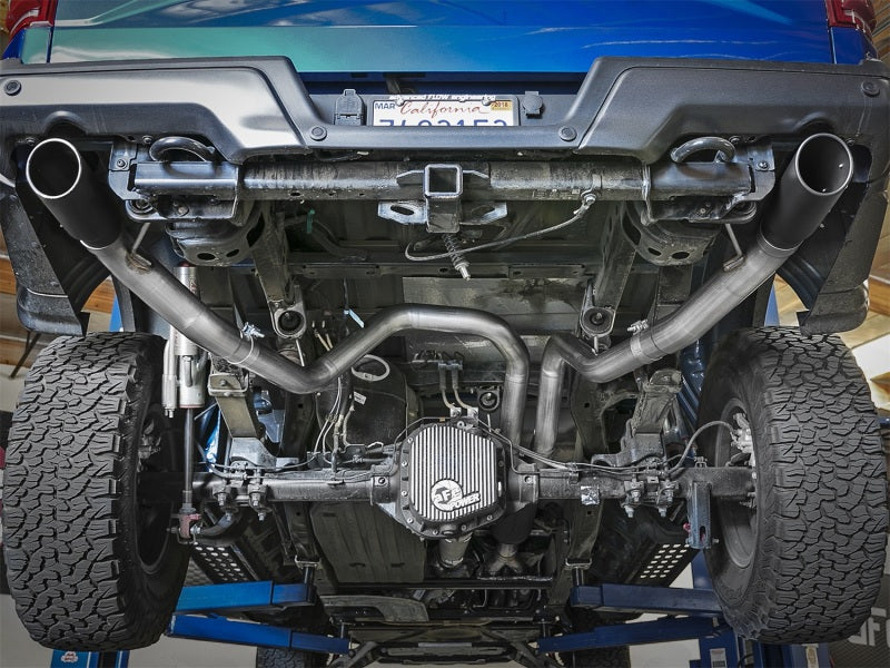 aFe MACH Force-Xp 3in to 3-1/2in 304 SS Cat-Back Exhaust w/Black Tip 17-18 Ford F-150 Raptor V6 3.5L - 49-33094-B