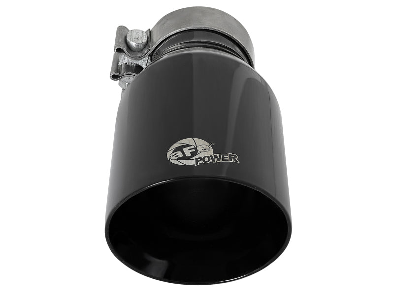 aFe MACH Force-Xp Univ 304 SS Double-Wall Clamp-On Exhaust Tip - Black - 3in Inlet - 4.5in Outlet - 49T30454-B092