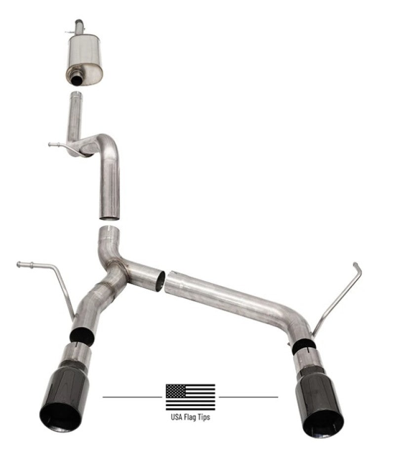 Corsa 07-18 Jeep Wrangler JKU 3.6L/3.8L 2.75in Sport Cat-Back Exhaust w/ 4in American Flag BlacTips - 21122BLKUSA