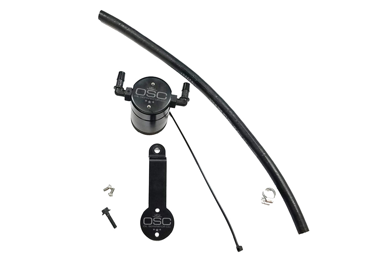 J&L 16-21 Honda Civic 1.5L Turbo (EX & Si) Passenger Side Oil Separator 3.0 - Black Anodized - 3102P-B
