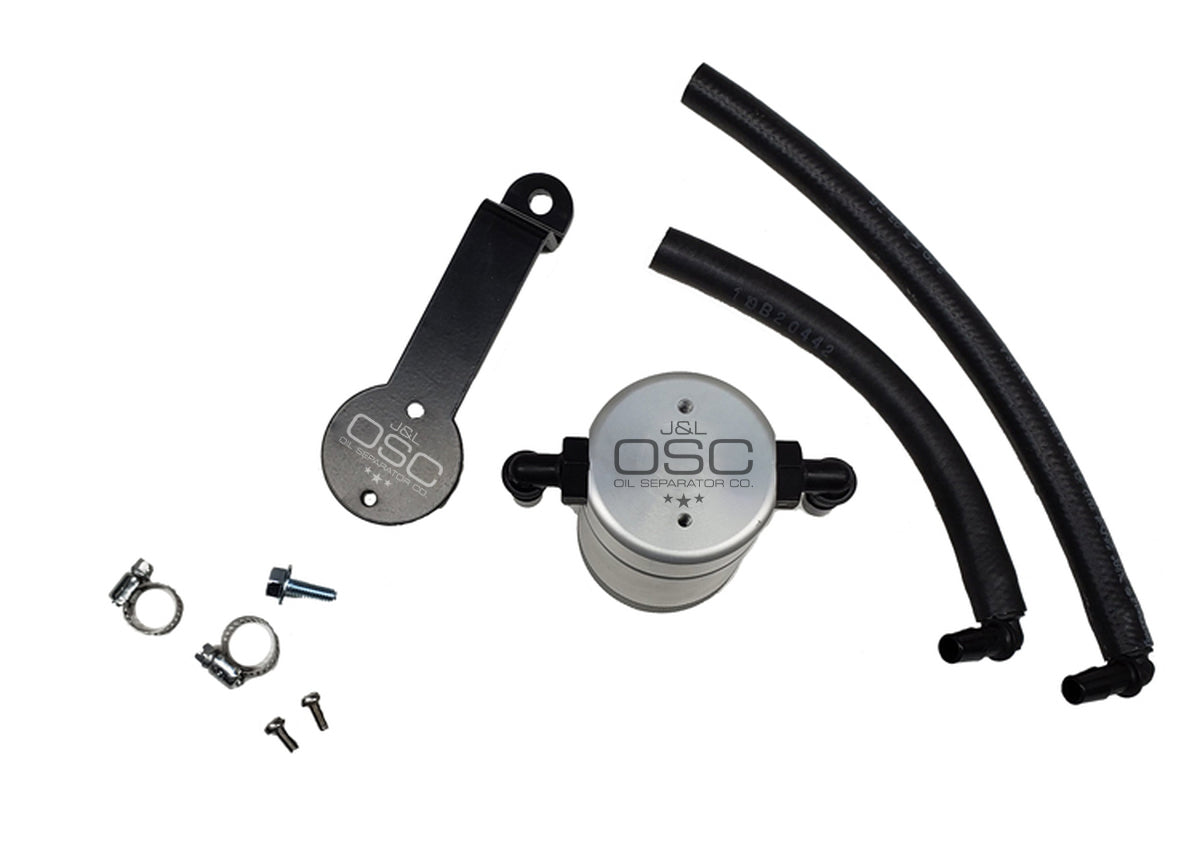 J&L 16-23 Toyota Tacoma 3.5L Driver Side Oil Separator 3.0 - Clear Anodized - 3104D-C