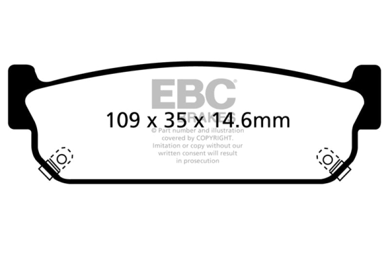 EBC 93-97 Infiniti J30 3.0 Ultimax2 Rear Brake Pads - UD588 for 1997-2006 INFINITI Q45 - front view