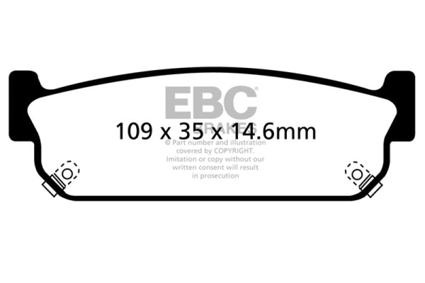 EBC 93-97 Infiniti J30 3.0 Ultimax2 Rear Brake Pads - UD588 for 1997-2006 INFINITI Q45 - front view
