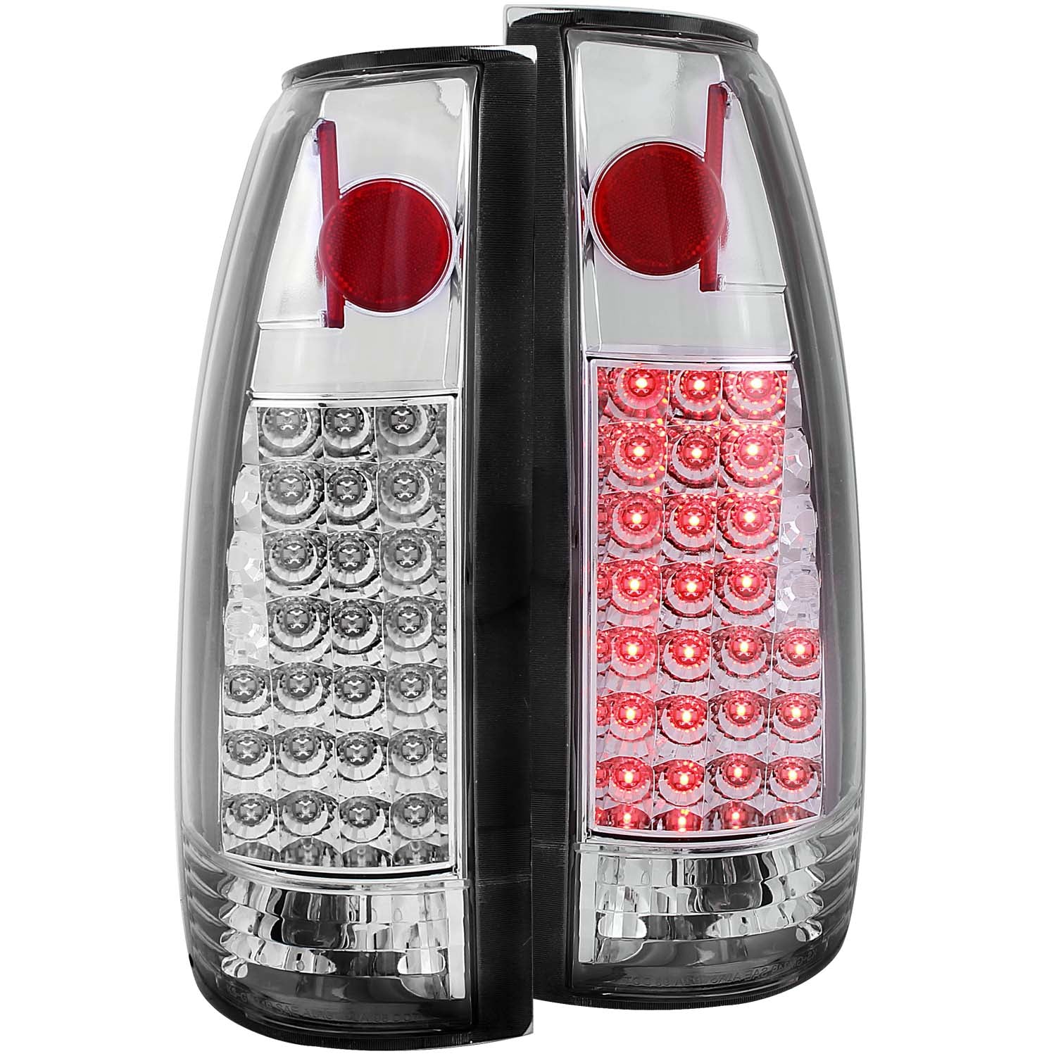 ANZO 1999-2000 Cadillac Escalade LED Taillights Chrome - 311005 for 1988-2000 Chevrolet C3500 - front view