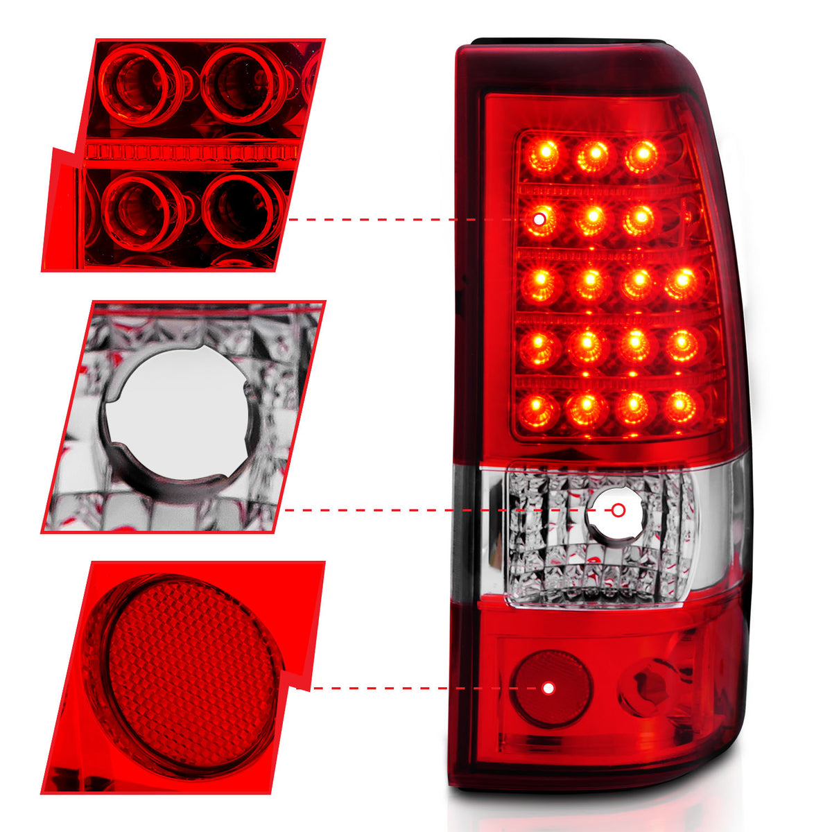 ANZO 2003-2006 Chevrolet Silverado 1500 LED Taillights Red/Clear - 311007