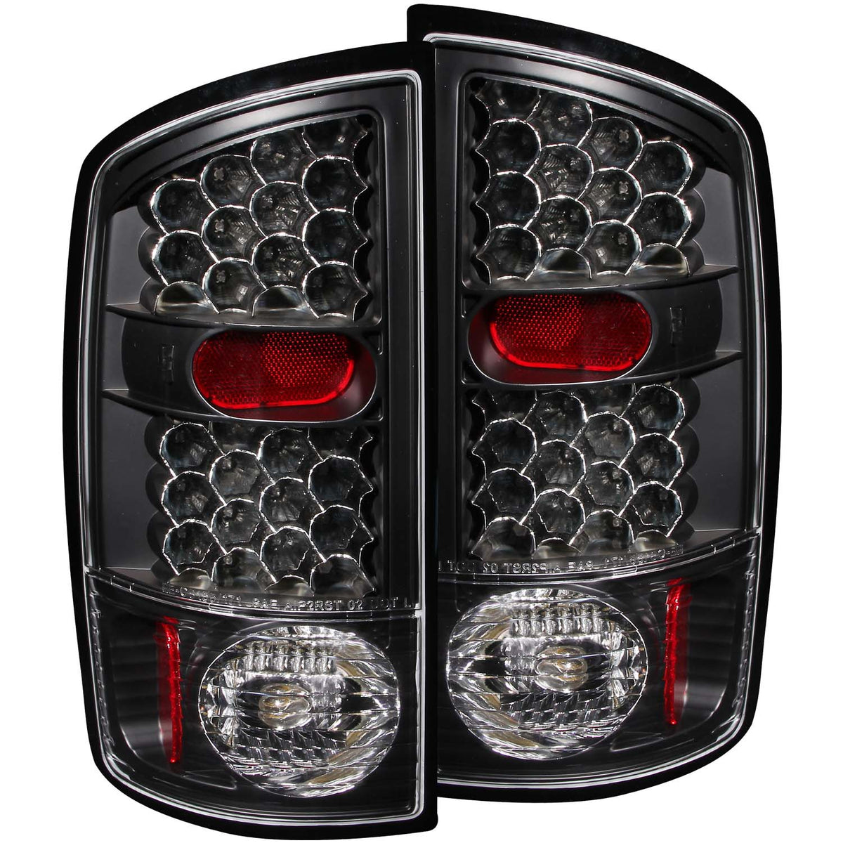 ANZO 2002-2005 Dodge Ram 1500 LED Taillights Black - 311018 for 2002-2006 Dodge Ram 1500 - front view