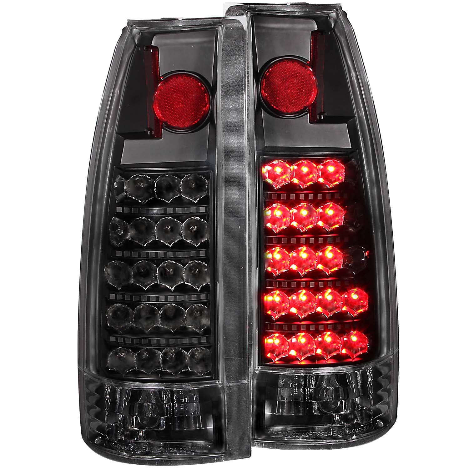 ANZO 1999-2000 Cadillac Escalade LED Taillights Black - 311059 for 1988-2000 Chevrolet C3500 - front view