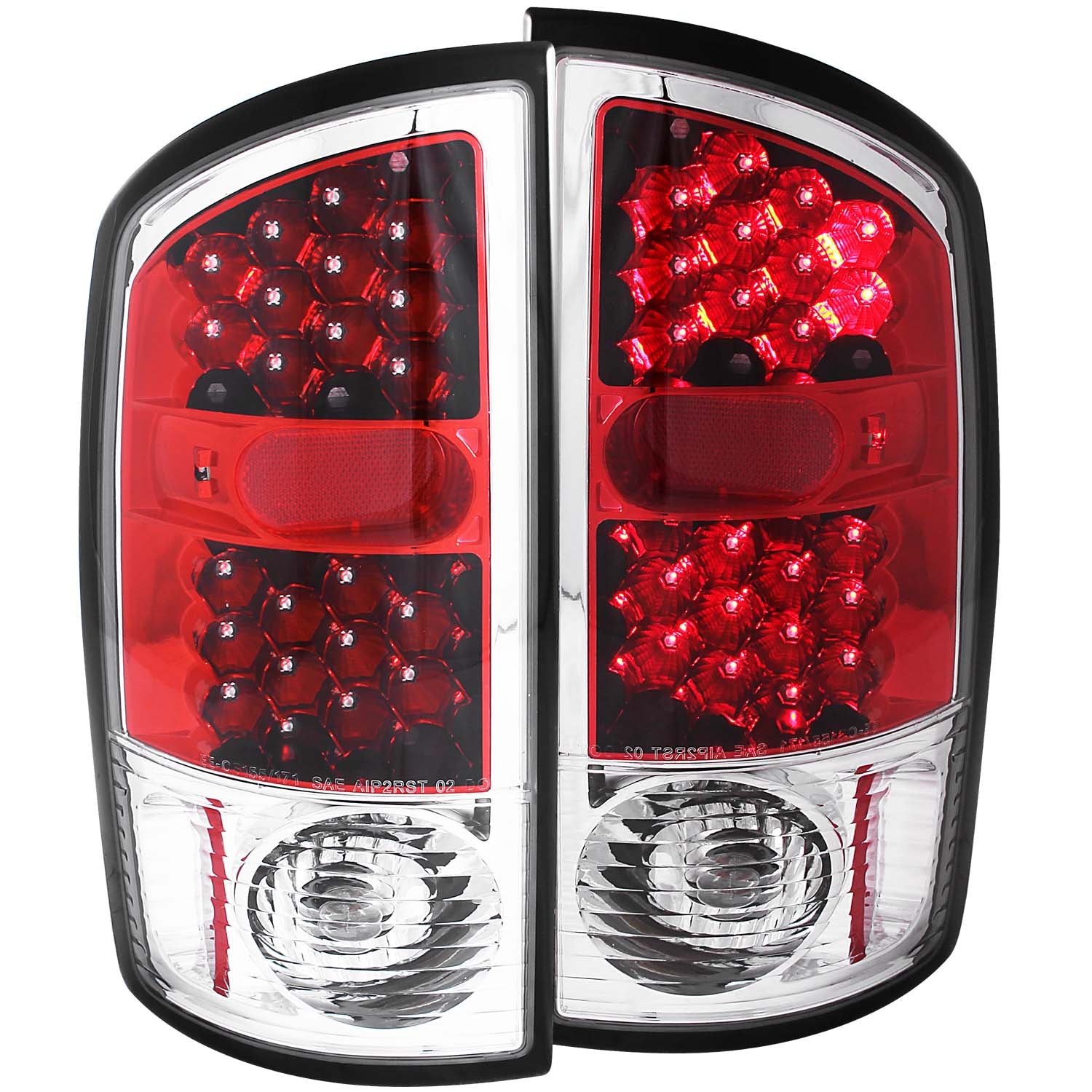 ANZO 2002-2005 Dodge Ram 1500 LED Taillights Red/Clear - 311133 for 2002-2006 Dodge Ram 1500 - front view