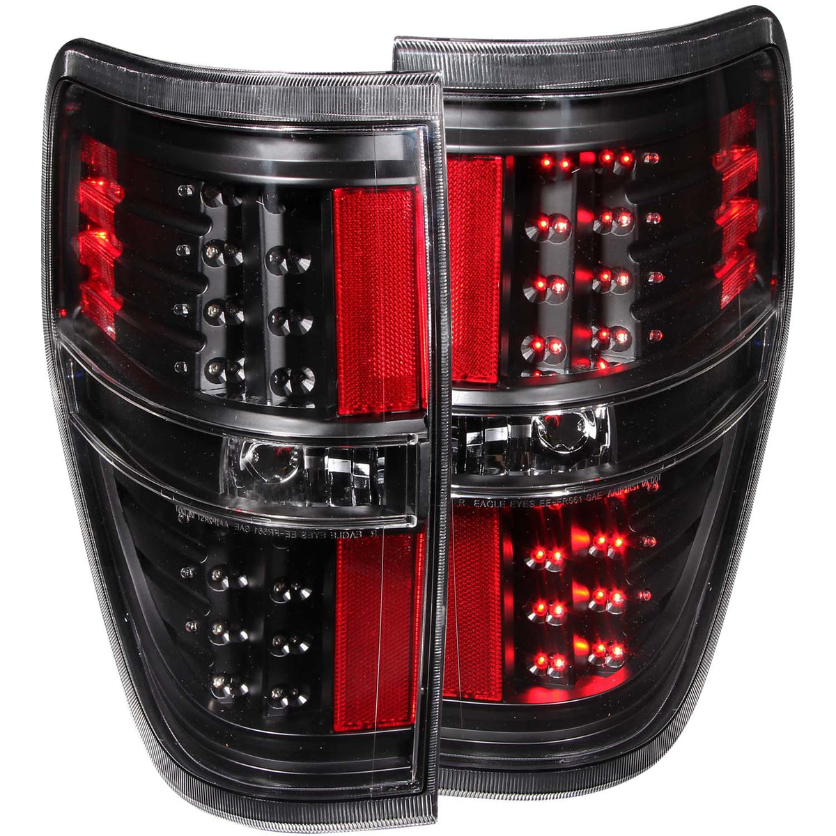 ANZO 2009-2014 Ford F-150 LED Taillights Black - 311145 for 2009-2014 Ford F 150 - front view