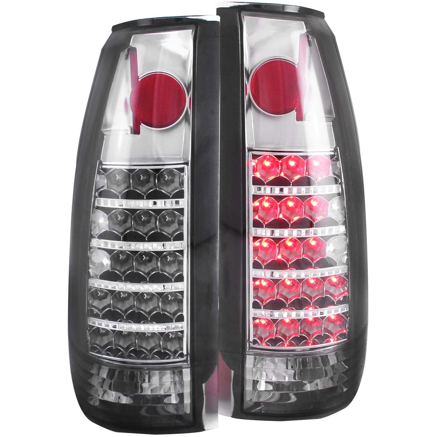 ANZO 1999-2000 Cadillac Escalade LED Taillights Smoke - 311158 for 1988-2000 Chevrolet C3500 - front view