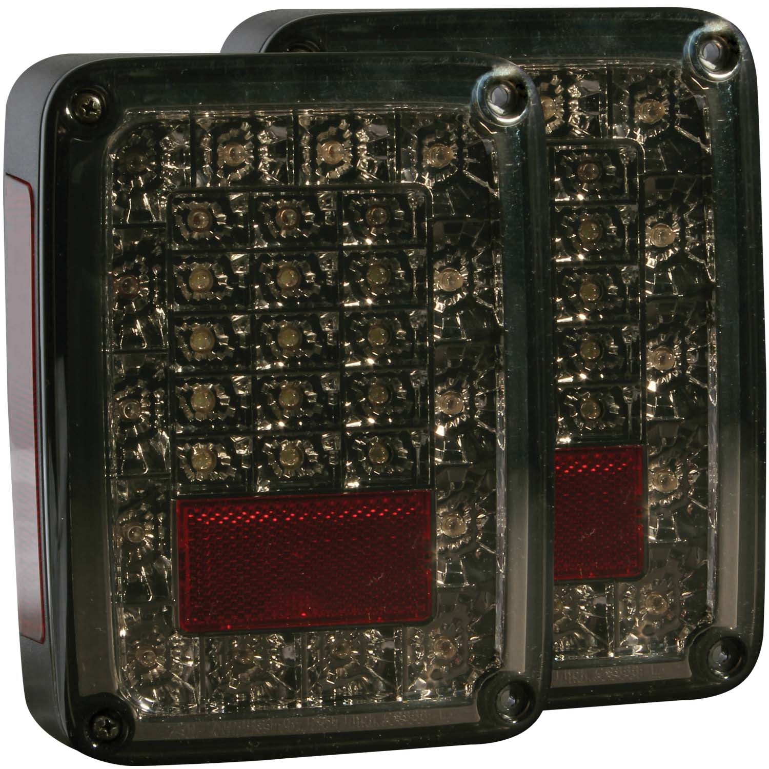 ANZO 2007-2015 Jeep Wrangler LED Taillights Smoke - 311203 for 2007-2018 Jeep Wrangler - front view