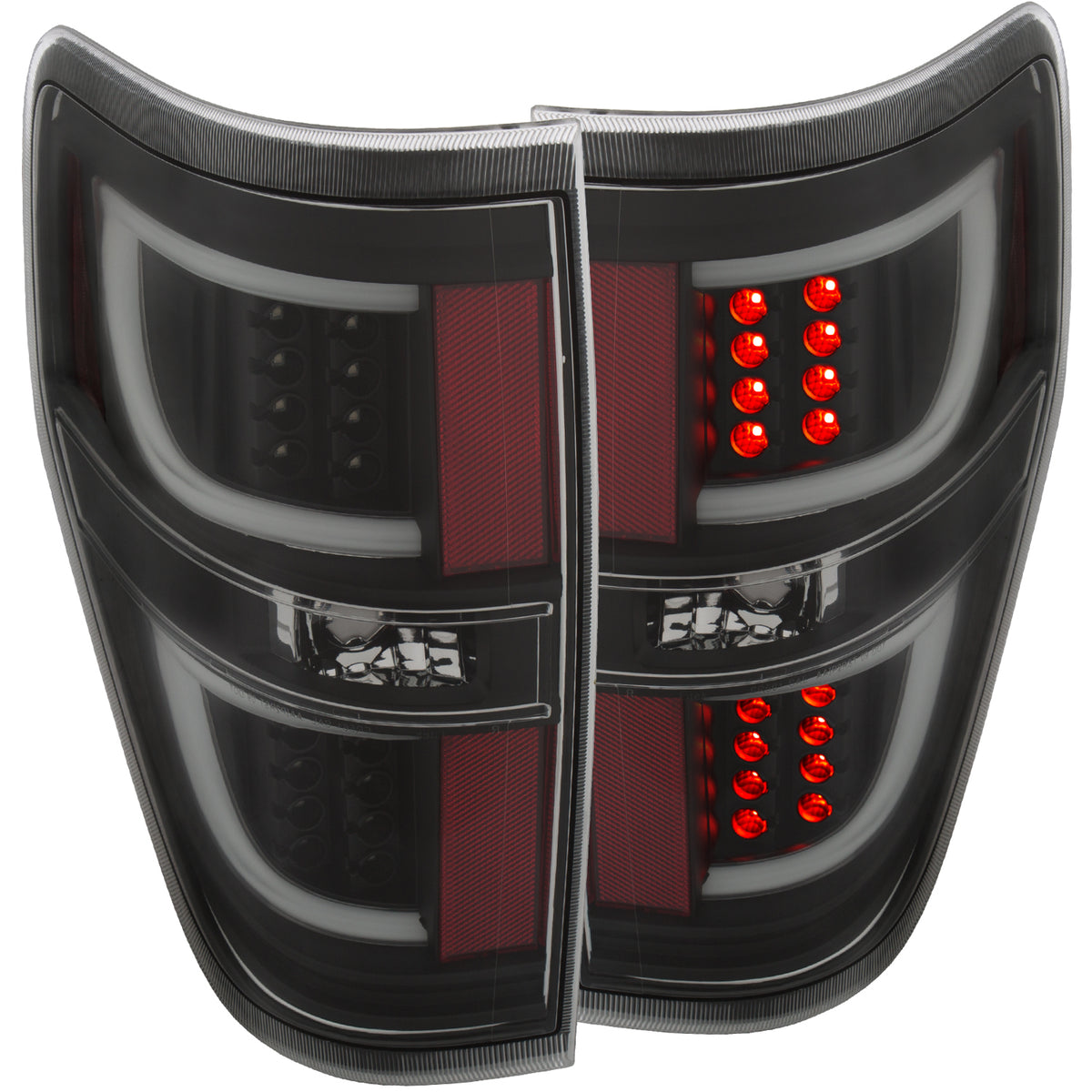 ANZO 2009-2013 Ford F-150 LED Taillights Black - 311257 for 2009-2014 Ford F 150 - front view