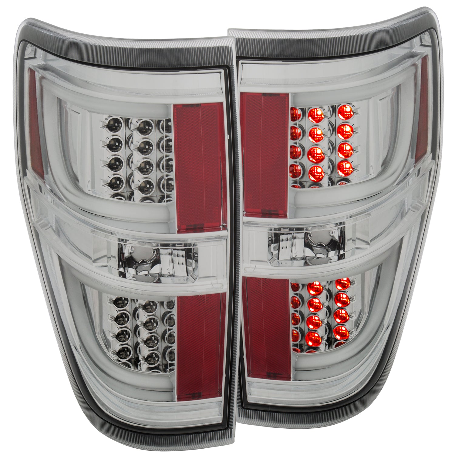 ANZO 2009-2013 Ford F-150 LED Taillights Chrome - 311259 for 2009-2014 Ford F 150 - front view