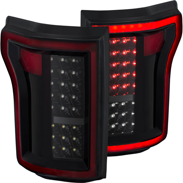 ANZO 2015-2016 Ford F-150 LED Taillights Black - 311261 for 2015-2018 Ford F 150 - front view
