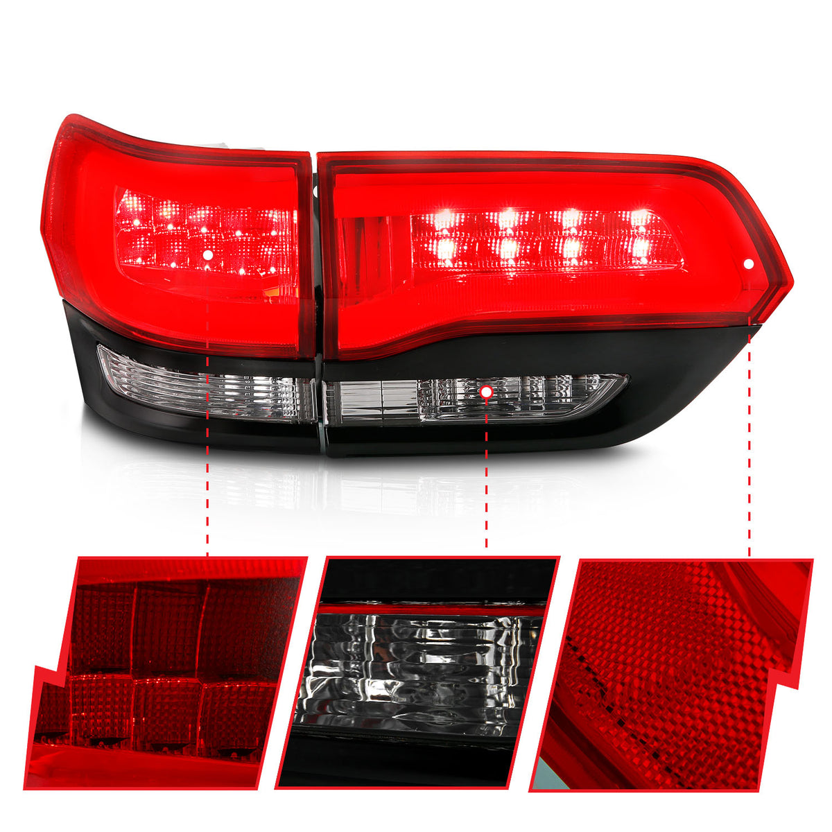 ANZO 2014-2016 Jeep Grand Cherokee LED Taillights Red/Clear - 311268