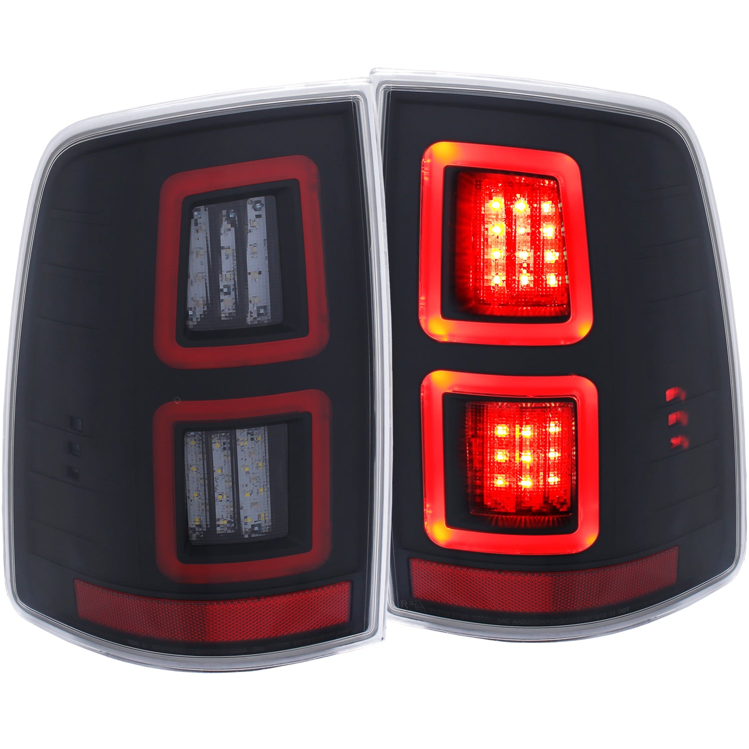 ANZO LED Black 13-17 Dodge Ram 1500/2500/3500 LED Taillights Black - 311273 for 2019-2023 Ram 1500 Classic - front view
