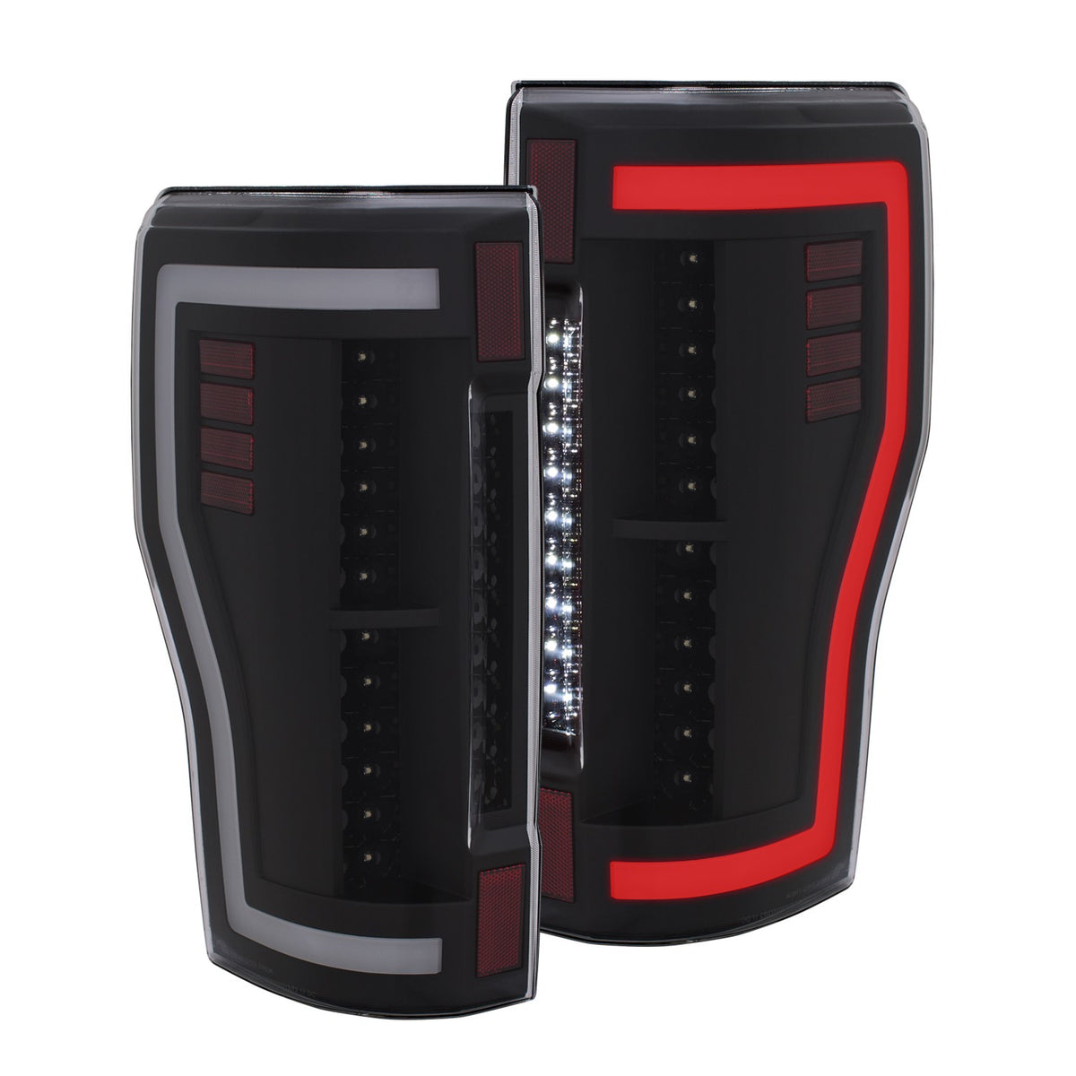 ANZO 2017+ Ford F-250 LED Taillights - Black/Clear - 311287 for 2017-2019 Ford F 250 - front view