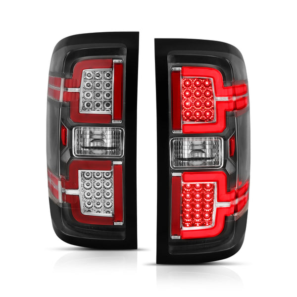 ANZO 2014-2018 Chevy Silverado 1500 LED Taillights Black - 311289 for 2014-2019 Chevrolet Silverado 2500 - front view