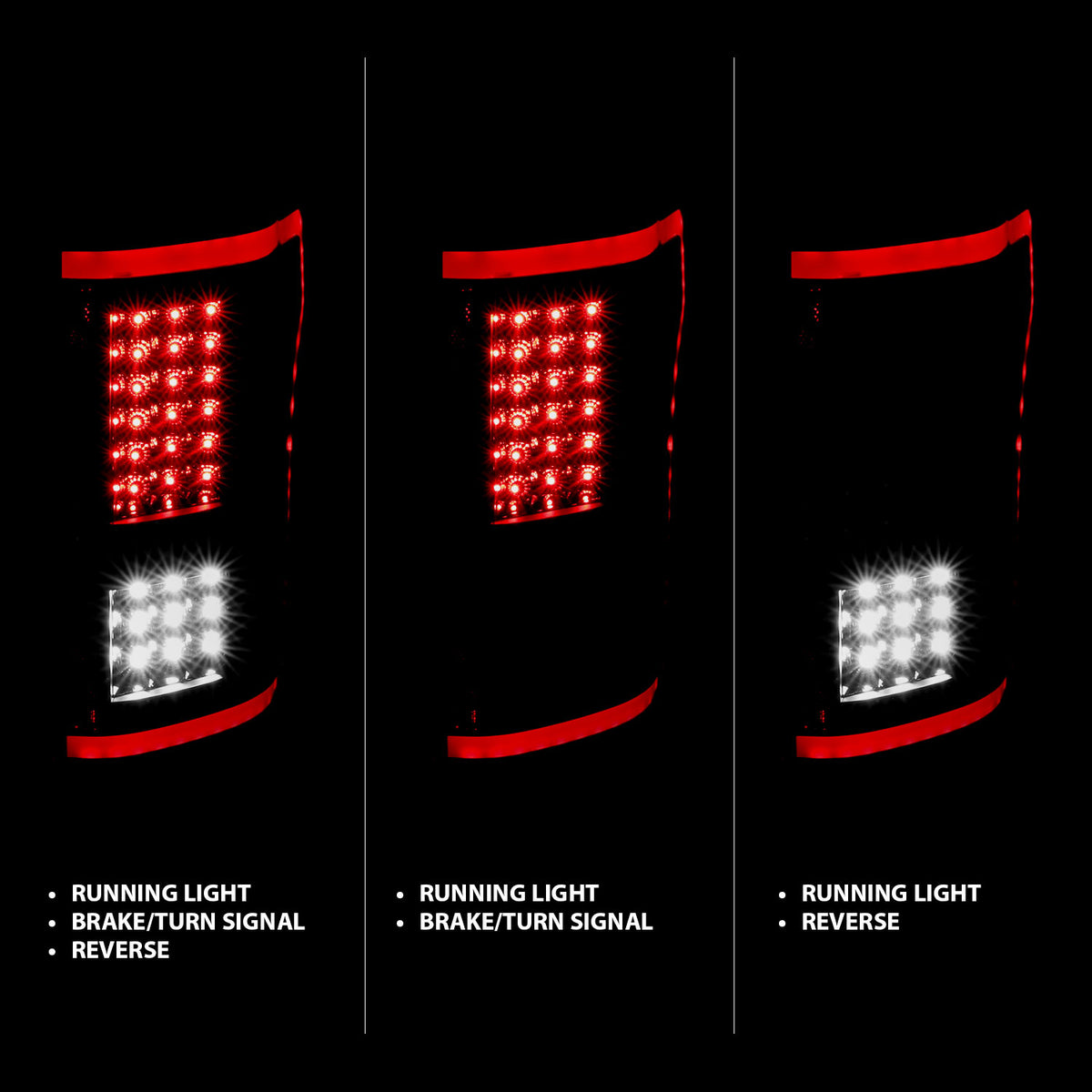 ANZO 15-17 Ford F-150 LED Taillights Black w/ Sequential - 311293 for 2015-2017 Ford F 150 - front view