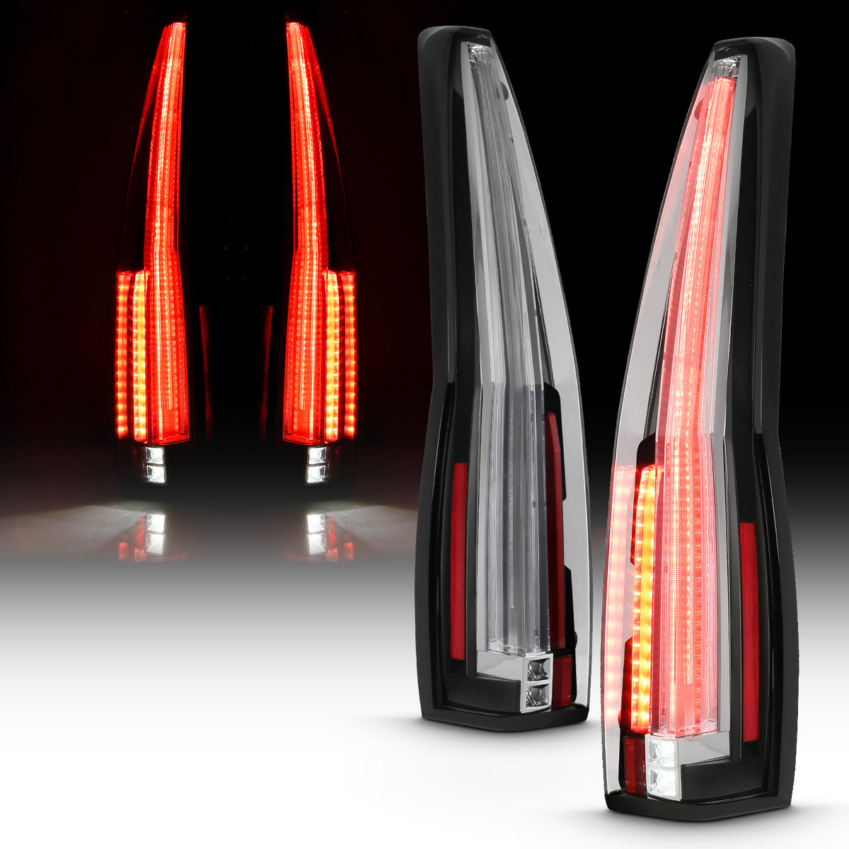ANZO 2007-2014 Chevrolet TahOE Led Taillights Red/Clear - 311297 for 2007-2014 Chevrolet Suburban 1500 - front view
