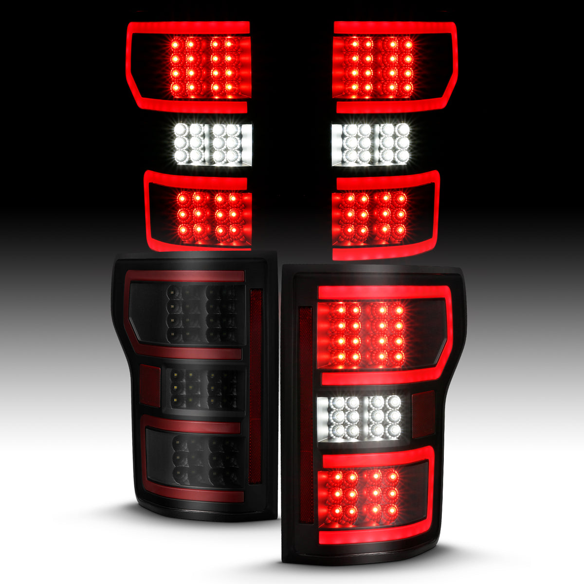 ANZO 18-19 Ford F-150 LED Taillight Black Housing Clear Lens Red Light Bar W/Sequential - 311314 for 2018-2020 Ford F 150 - f