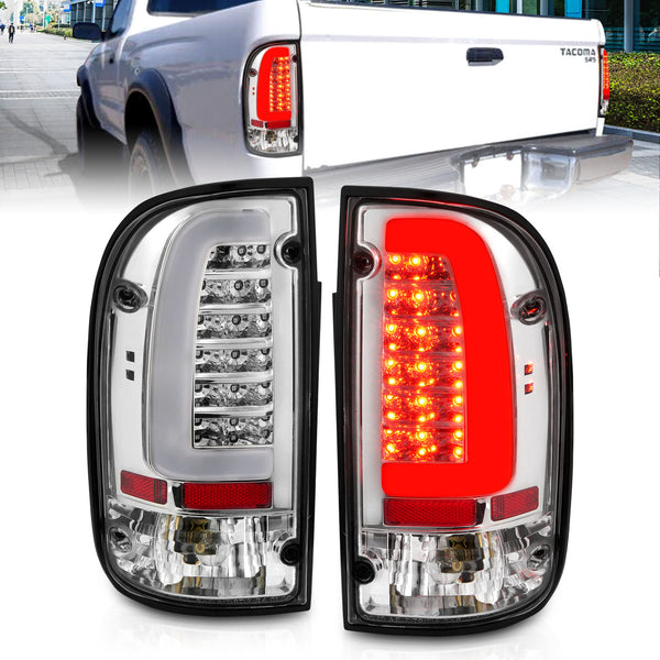 ANZO 95-00 Toyota Tacoma LED Taillights Chrome Housing Clear Lens (Pair) - 311355 for 1995-2004 Toyota Tacoma - front view