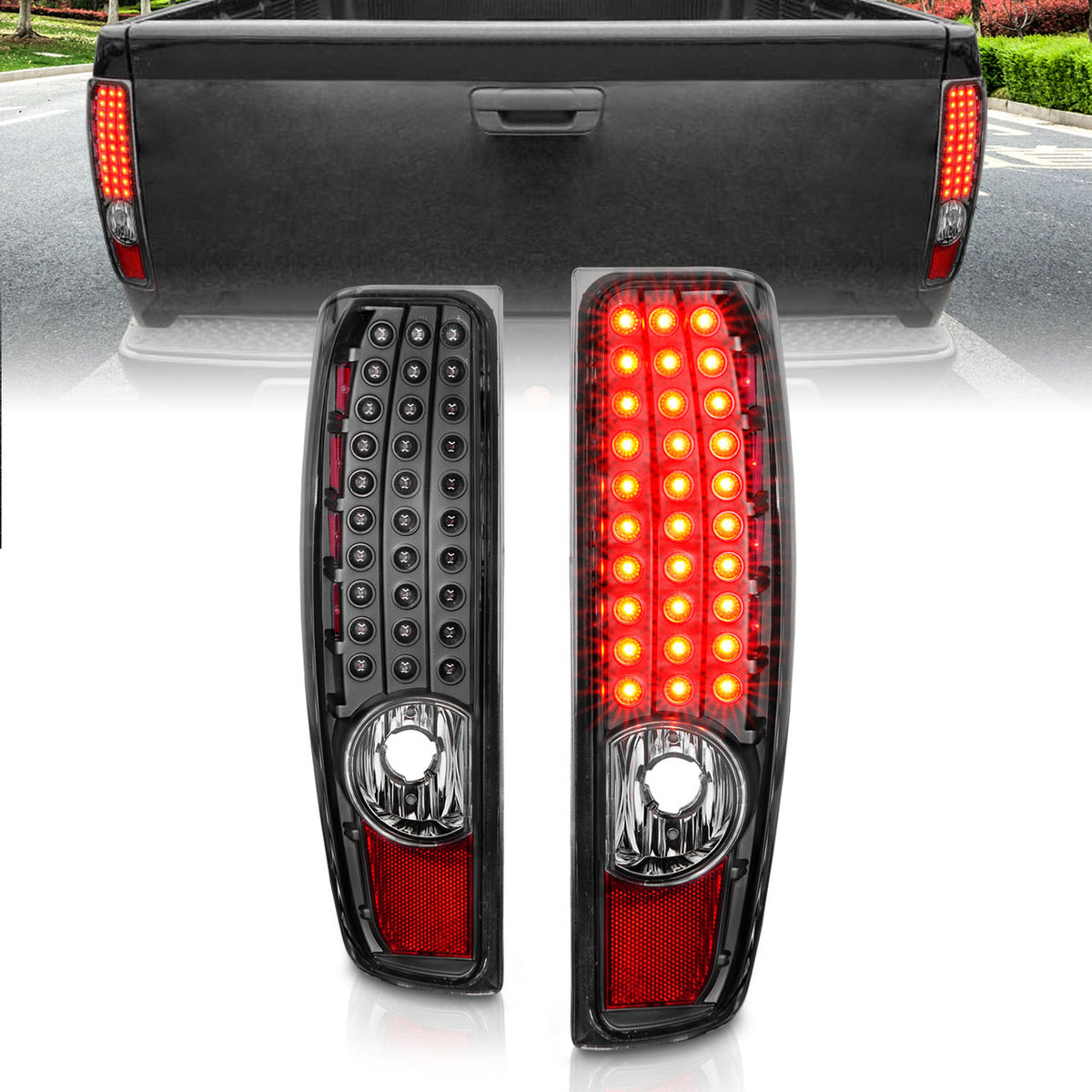 Anzo 04-10 Chevy Colorado LED Tailights G2 - Black - 311385 for 2004-2012 Chevrolet Colorado - front view