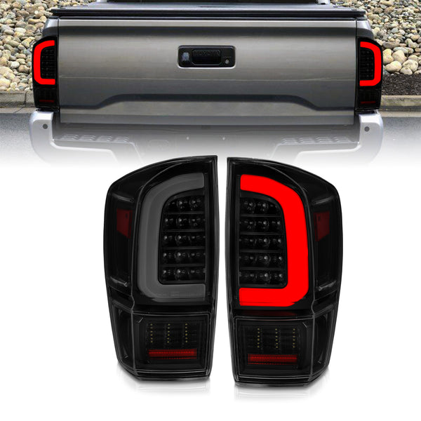 ANZO 16-21 Toyota Tacoma LED Tail Lights - w/ Light Bar Sequential Black Housing & Smoke Lens - 311401 for 2016-2023 Toyota T