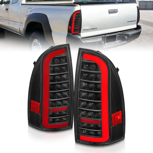 ANZO 05-15 Toyota Tacoma Full LED Tail Lights w/Light Bar Sequential Black Housing Clear Lens - 311427 for 2005-2015 Toyota T