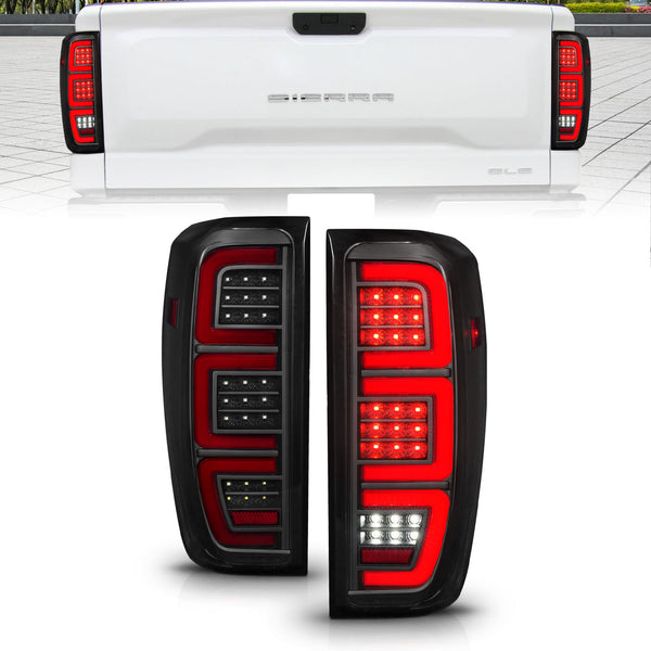 Anzo 19-23 GMC Sierra 1500/2500HD/3500HD Smoke Black Replacement Full LED Bar Tail Light - 311458 for 2019-2024 GMC Sierra 15