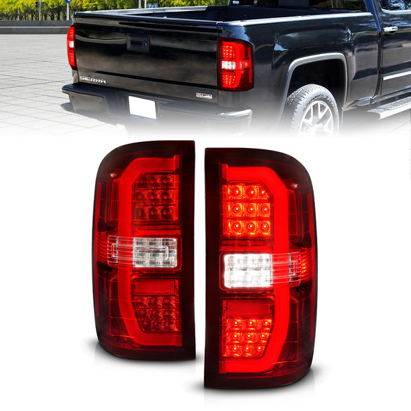 ANZO 14-18 GMC Sierra 1500 LED Taillights Red/Clear - 311466 for 2014-2019 GMC Sierra 1500 - front view