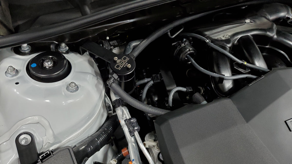 J&L 18-24 Toyota Camry 3.5L V6 Oil Separator 3.0 Passenger Side - Black Anodized - 3116P-B