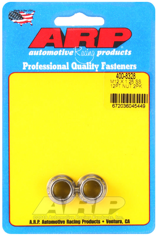 ARP M12 X 1.25 (.750 collar) SS 12pt nut kit - 400-8328