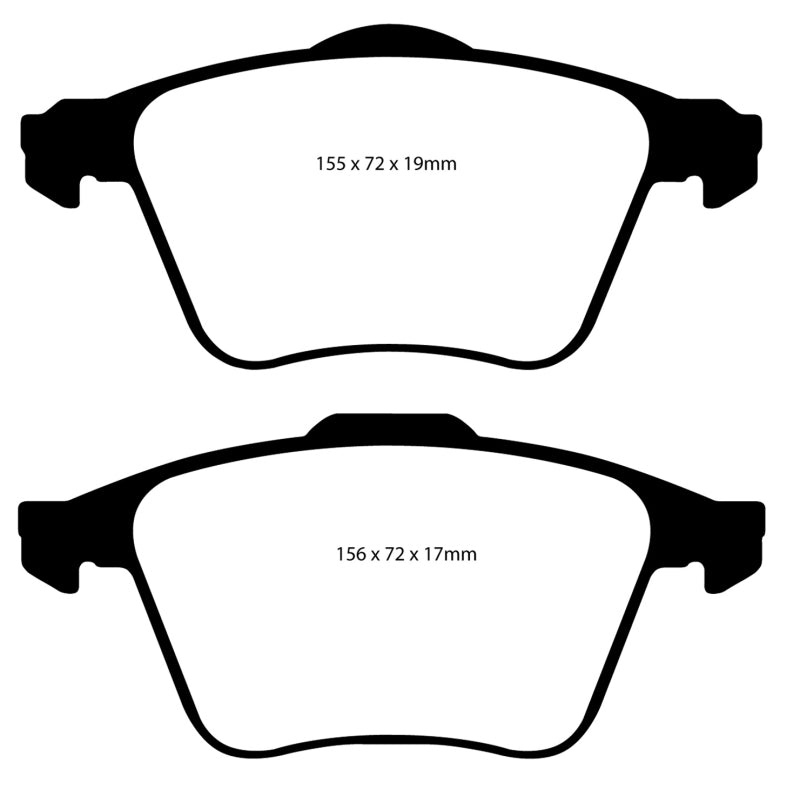 EBC 08-10 Volvo S60 2.5 Turbo T5 Yellowstuff Front Brake Pads - DP41679R for 2003-2014 Volvo XC90 - front view