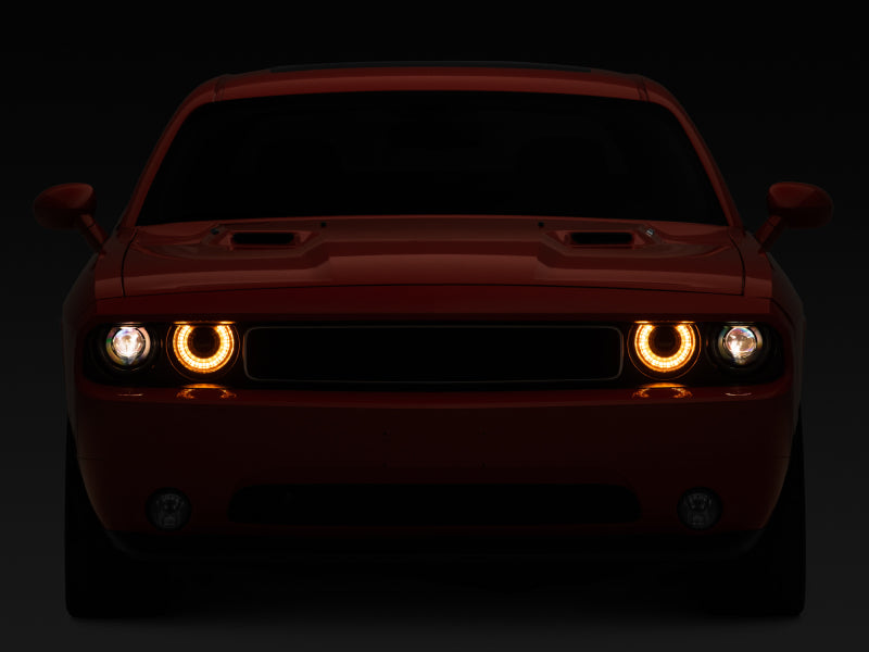 Raxiom 08-14 Dodge Challenger Halo Projctr Headlights w/Sequential Turn Signals-Blk Hsng(Clear Lens) - CH3761