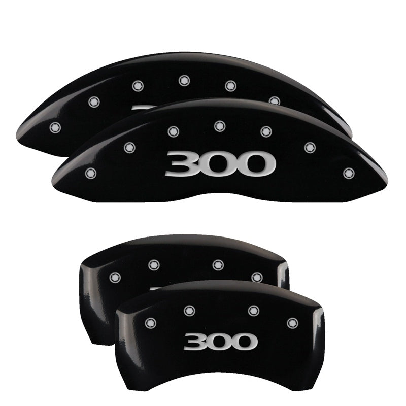 MGP 4 Caliper Covers Engraved Front &amp; Rear 300 Black finish silver ch - 32004S300BK