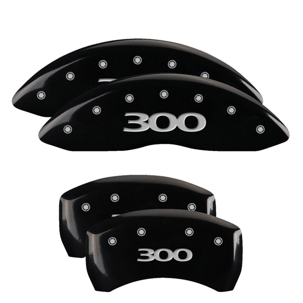 MGP 4 Caliper Covers Engraved Front &amp; Rear 300 Black finish silver ch - 32005S300BK