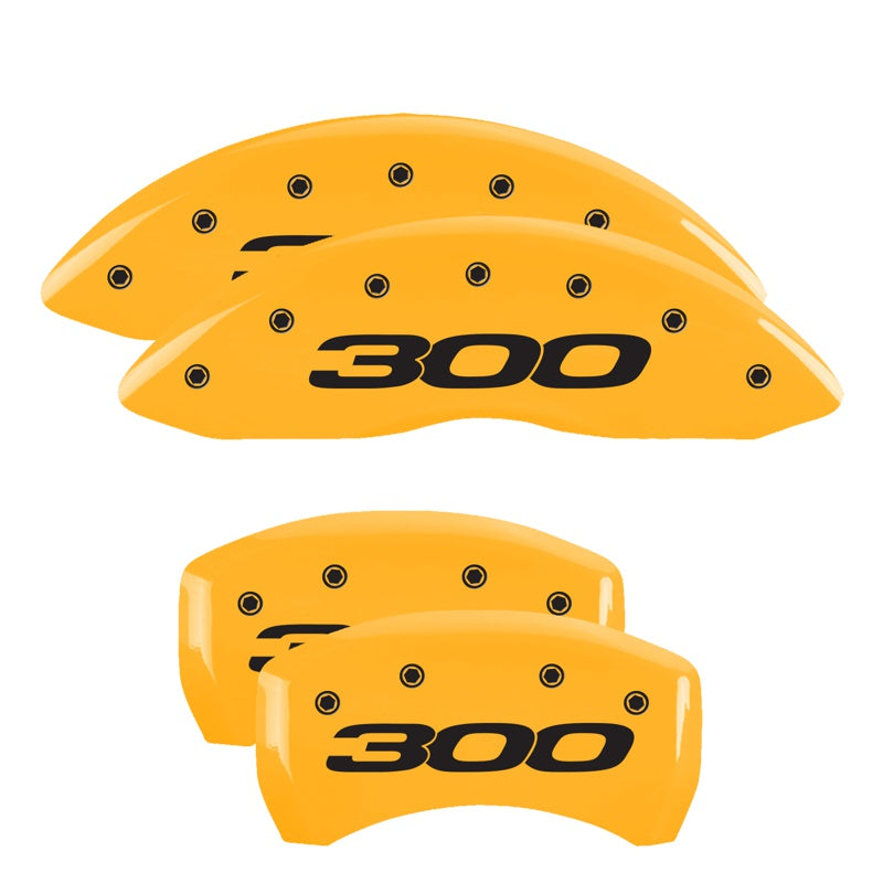 MGP 4 Caliper Covers Engraved Front &amp; Rear 300/2017 Yellow Finish Black Char 2014 Chrysler 300 - 32016S301YL