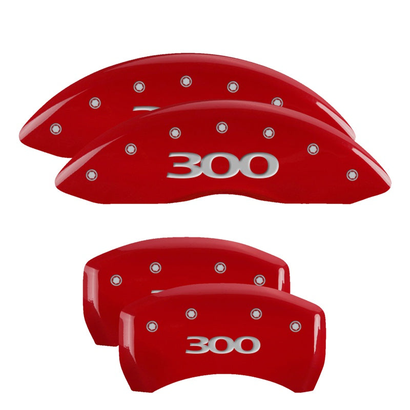 MGP 4 Caliper Covers Engraved Front &amp; Rear 300 Red finish silver ch - 32020S300RD