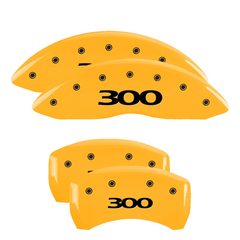 MGP 4 Caliper Covers Engraved Front &amp; Rear 300 Yellow finish black ch - 32020S300YL