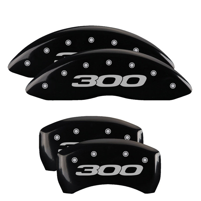 MGP 4 Caliper Covers Engraved Front &amp; Rear 300/2017 Black Finish Silver Char 2013 Chrysler 300 - 32020S301BK