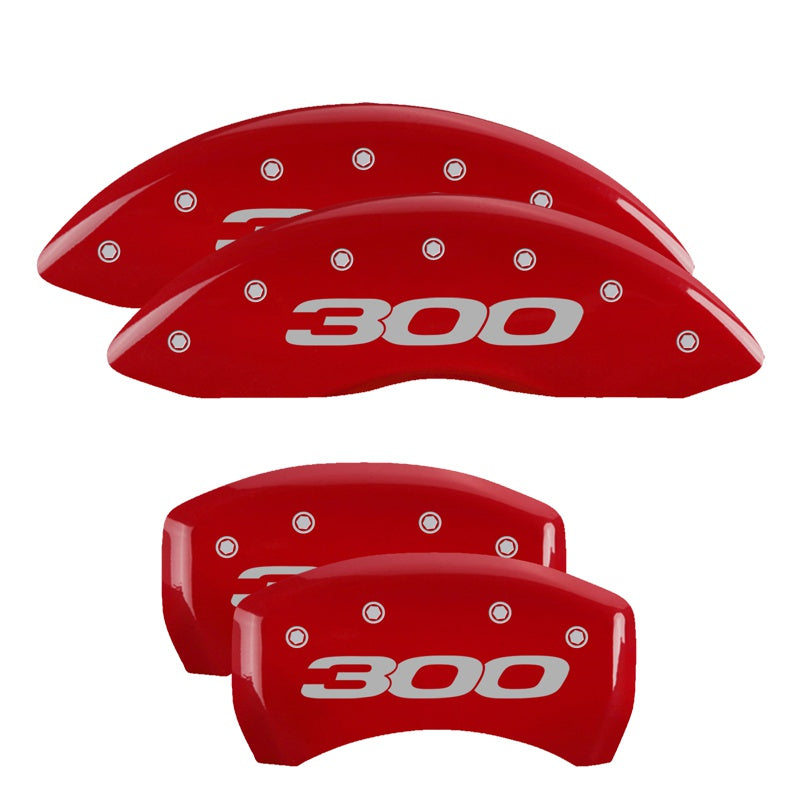 MGP 4 Caliper Covers Engraved Front &amp; Rear 300/2017 Red Finish Silver Char 2011 Chrysler 300 - 32020S301RD