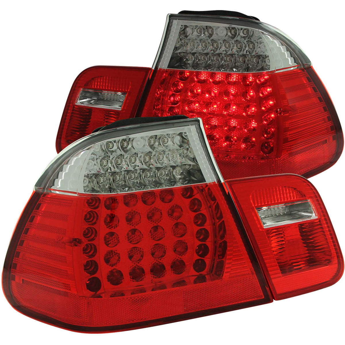 ANZO 1999-2001 BMW 3 Series E46 LED Taillights Red/Clear 4pc - 321004 for 1999-2001 BMW 3 Series - front view