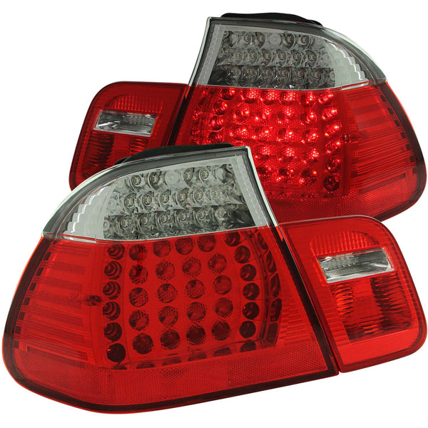 ANZO 1999-2001 BMW 3 Series E46 LED Taillights Red/Clear 4pc - 321004 for 1999-2001 BMW 3 Series - front view