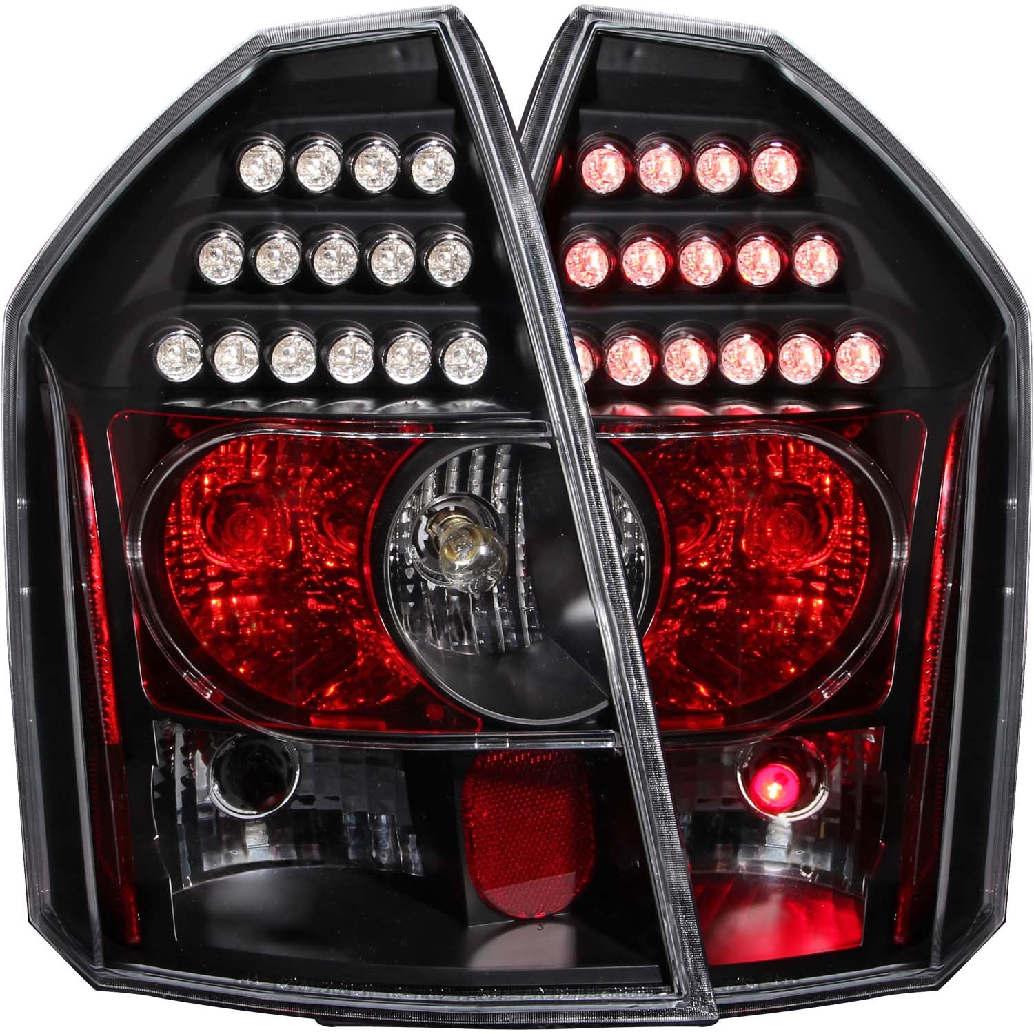 ANZO 2005-2007 Chrysler 300C LED Taillights Black - 321011 for 2005-2007 Chrysler 300 - front view