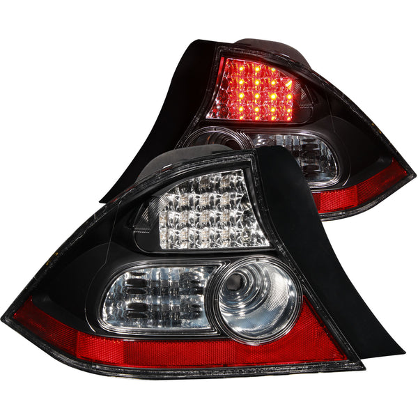 ANZO 2004-2005 Honda Civic LED Taillights Black - 321035 for 2004-2005 Honda Civic - front view