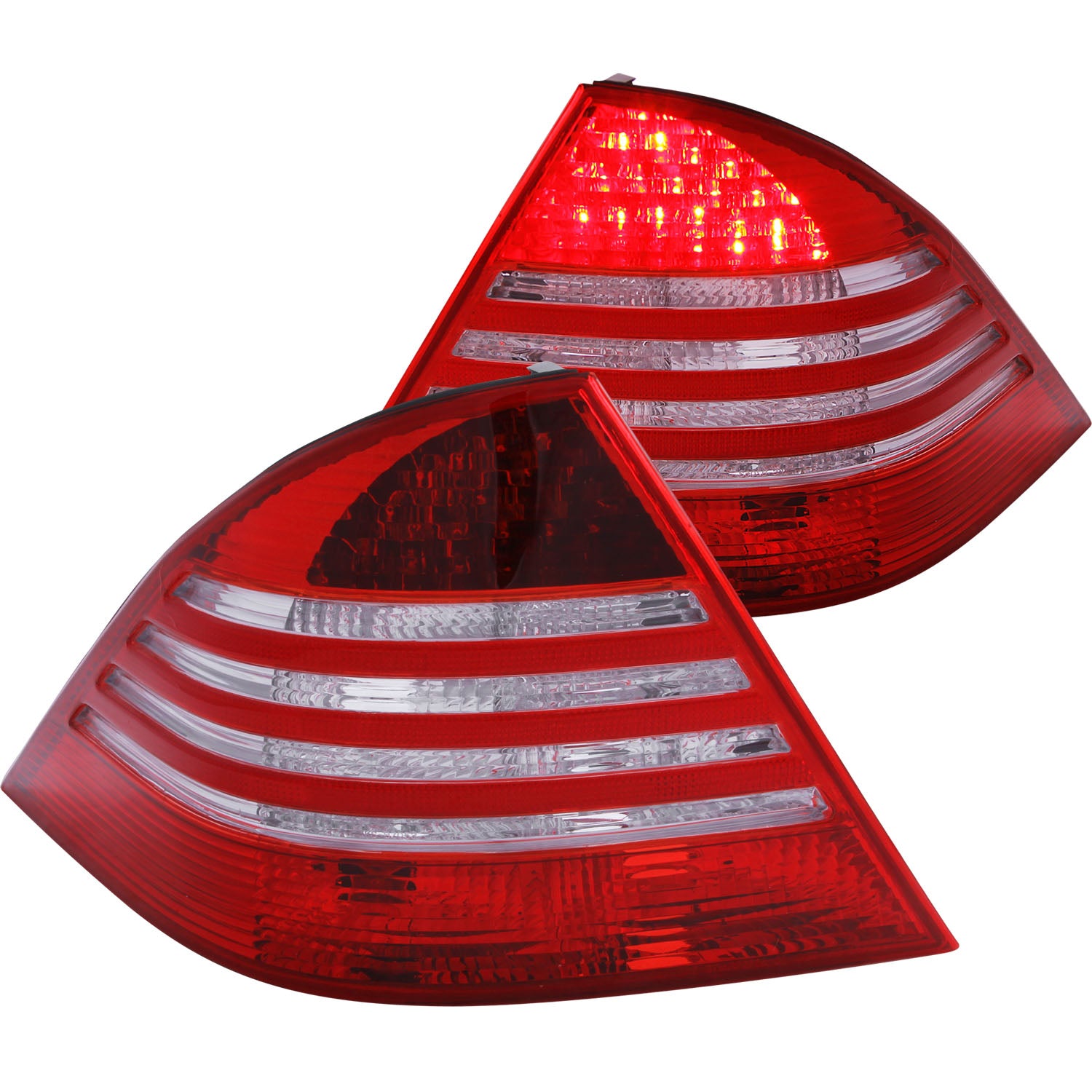 ANZO 2000-2005 Mercedes Benz S Class W220 LED Taillights Red/Clear - 321055 for 2000-2006 Mercedes Benz S Class - front view