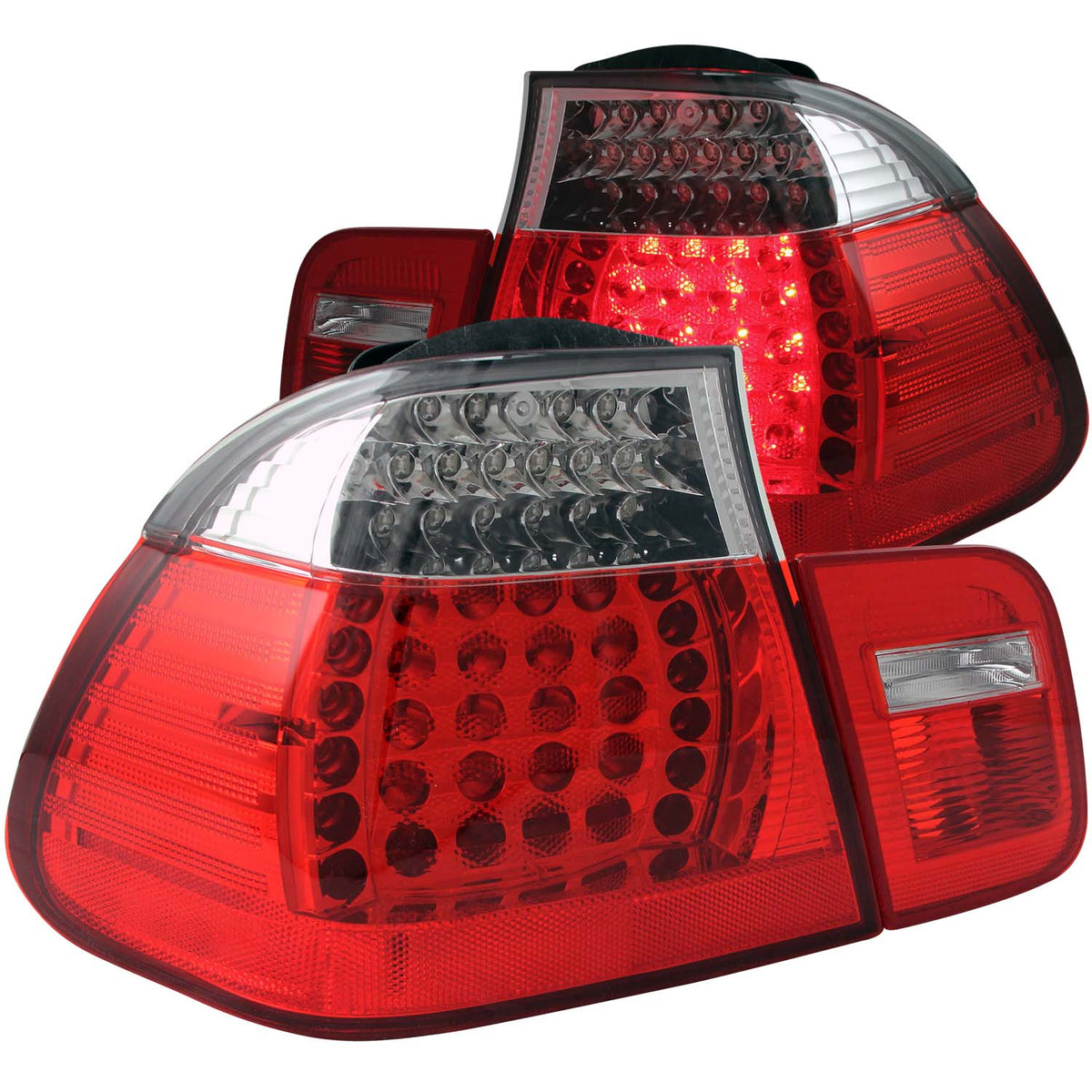 ANZO 2002-2005 BMW 3 Series E46 LED Taillights Red/Clear - 321096 for 1999-2006 BMW 3 Series - front view